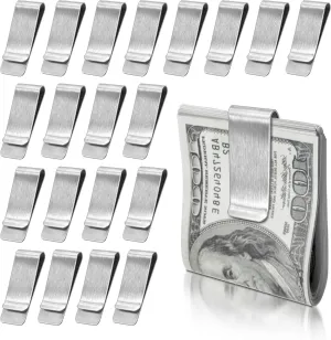 20Pack Stainless Steel Money Clip Silver Slim Cash Clip for Men, Credit Card Holder Metal Money Clips Minimalist Pocket Cash Wallet