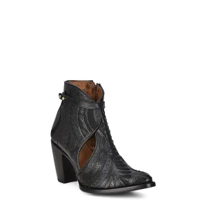 3F95RS - Cuadra black western cowgirl cowhide leather ankle boots for women