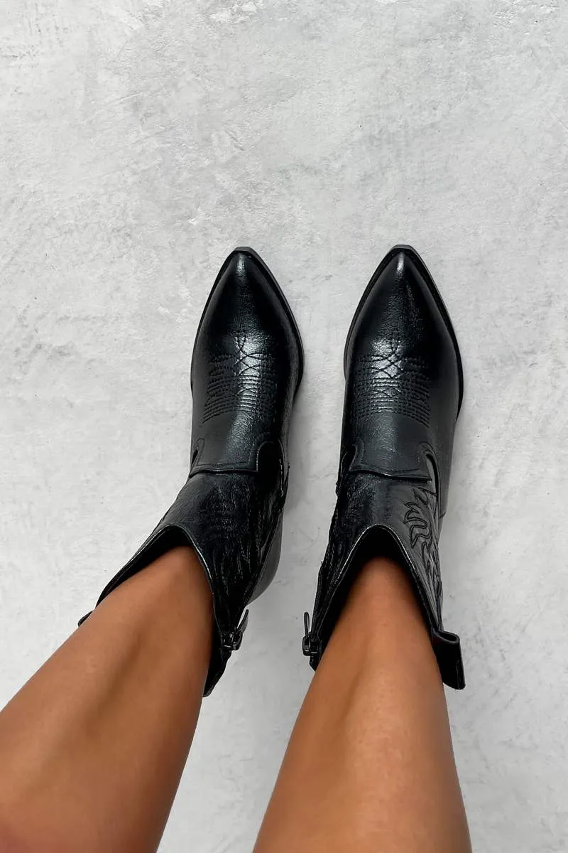 ARIZONA Western Cowboy Boots -  Black