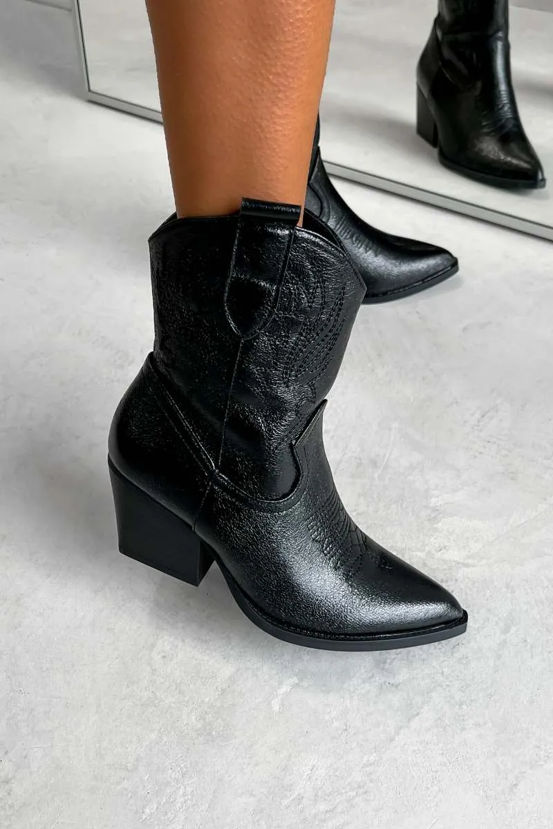 ARIZONA Western Cowboy Boots -  Black