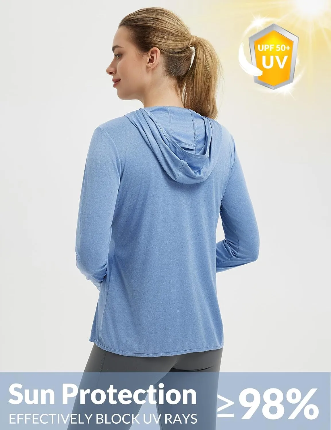 baleaf Women's Sun Protection Jacket Hoodie Clothing Lightweight Long Sleeve Sun Cover Up Shirt