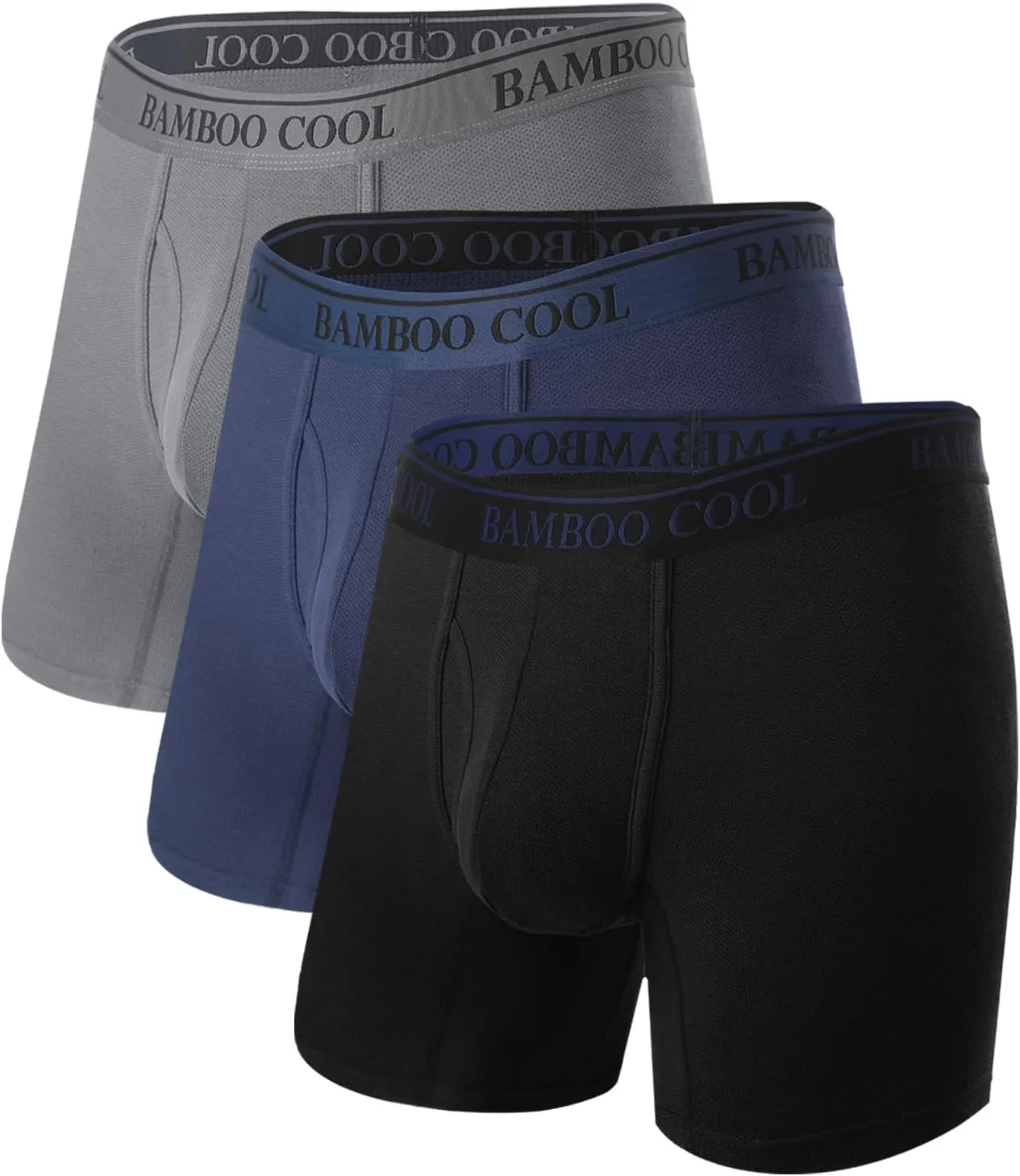 BAMBOO COOL Men's 360?? Breathable Mesh Underwear Moisture-Wicking Boxer Briefs Cooling Performance,Multipack