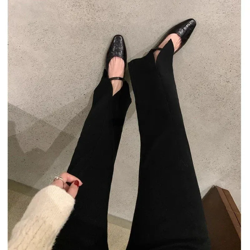 binfenxie Women's Ballet Flats Soft Round Toe Pumps Low Heels French Manor Mary Jane Shoes for Women