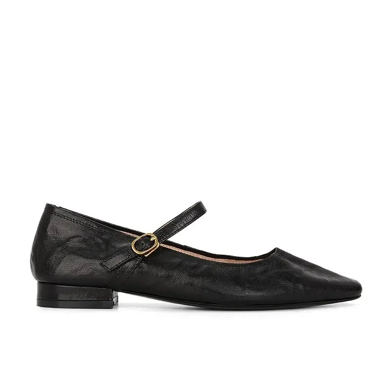 binfenxie Women's Ballet Flats Soft Round Toe Pumps Low Heels French Manor Mary Jane Shoes for Women