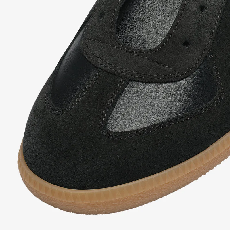 Black Sneakers with Suede Inserts