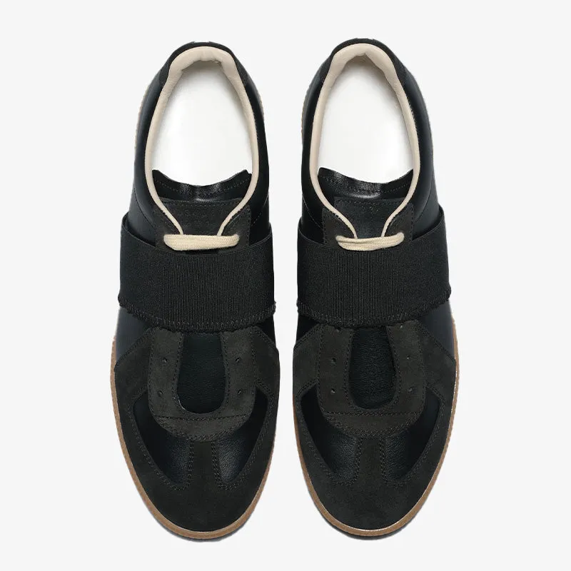 Black Sneakers with Suede Inserts