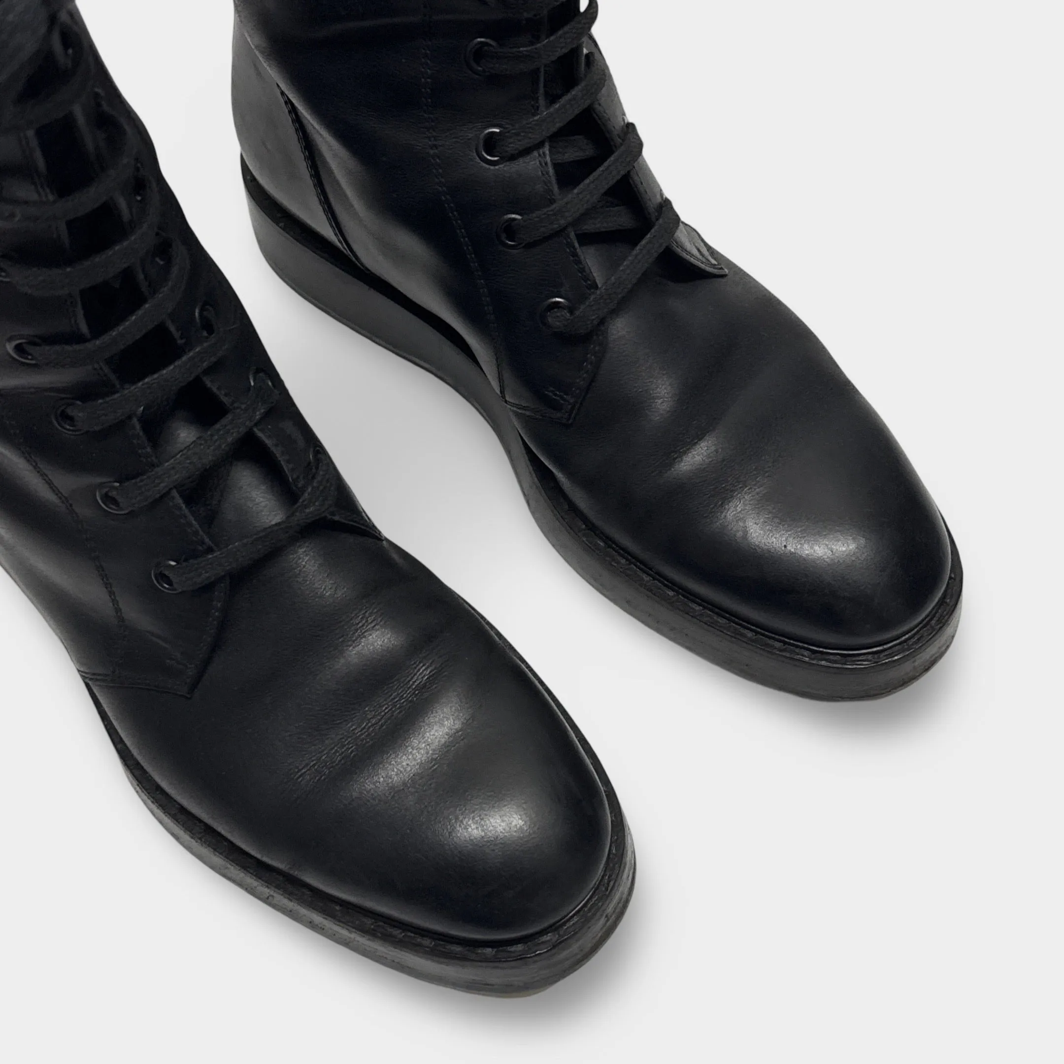 Bottega Veneta Women's Black Leather Combat Boots