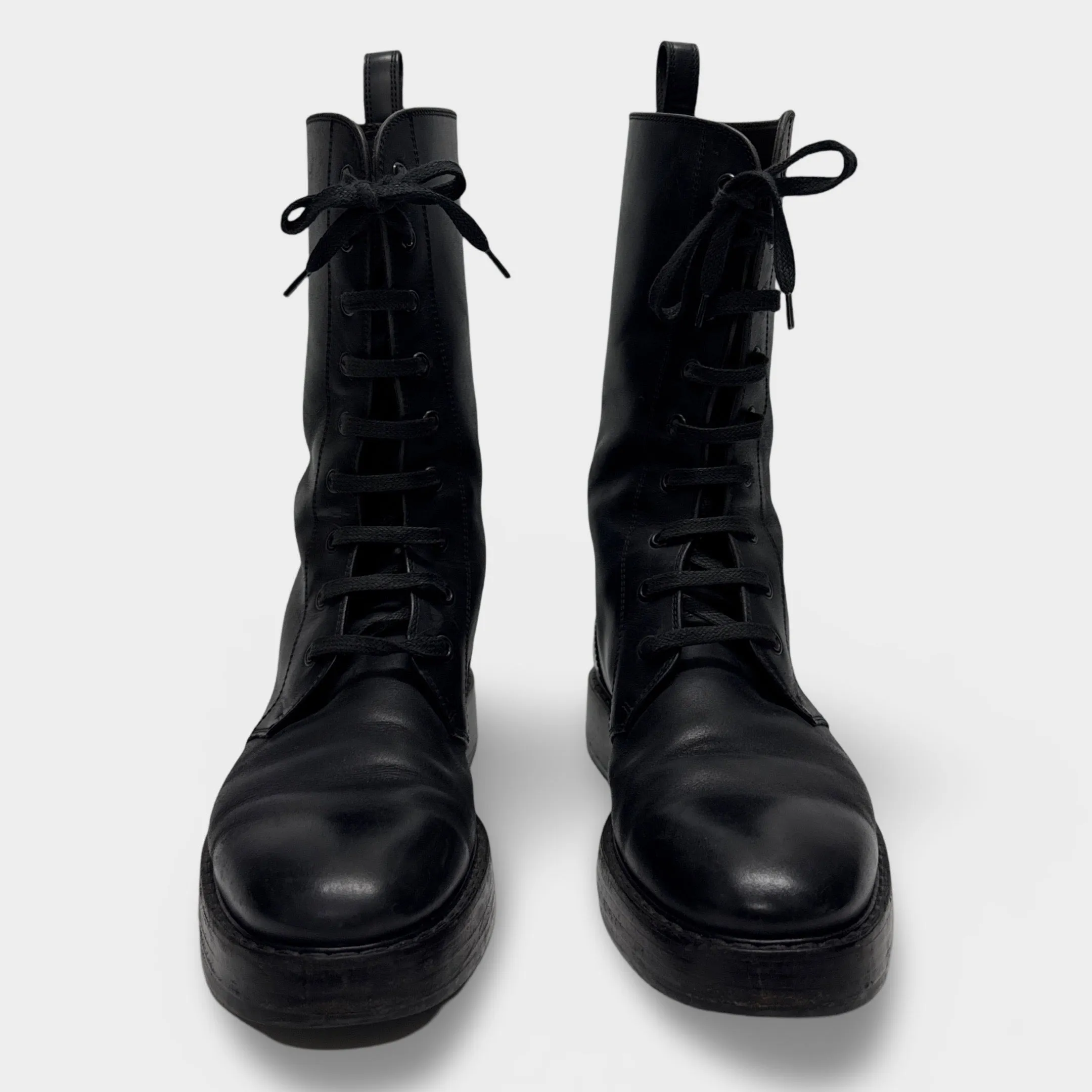 Bottega Veneta Women's Black Leather Combat Boots