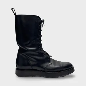 Bottega Veneta Women's Black Leather Combat Boots