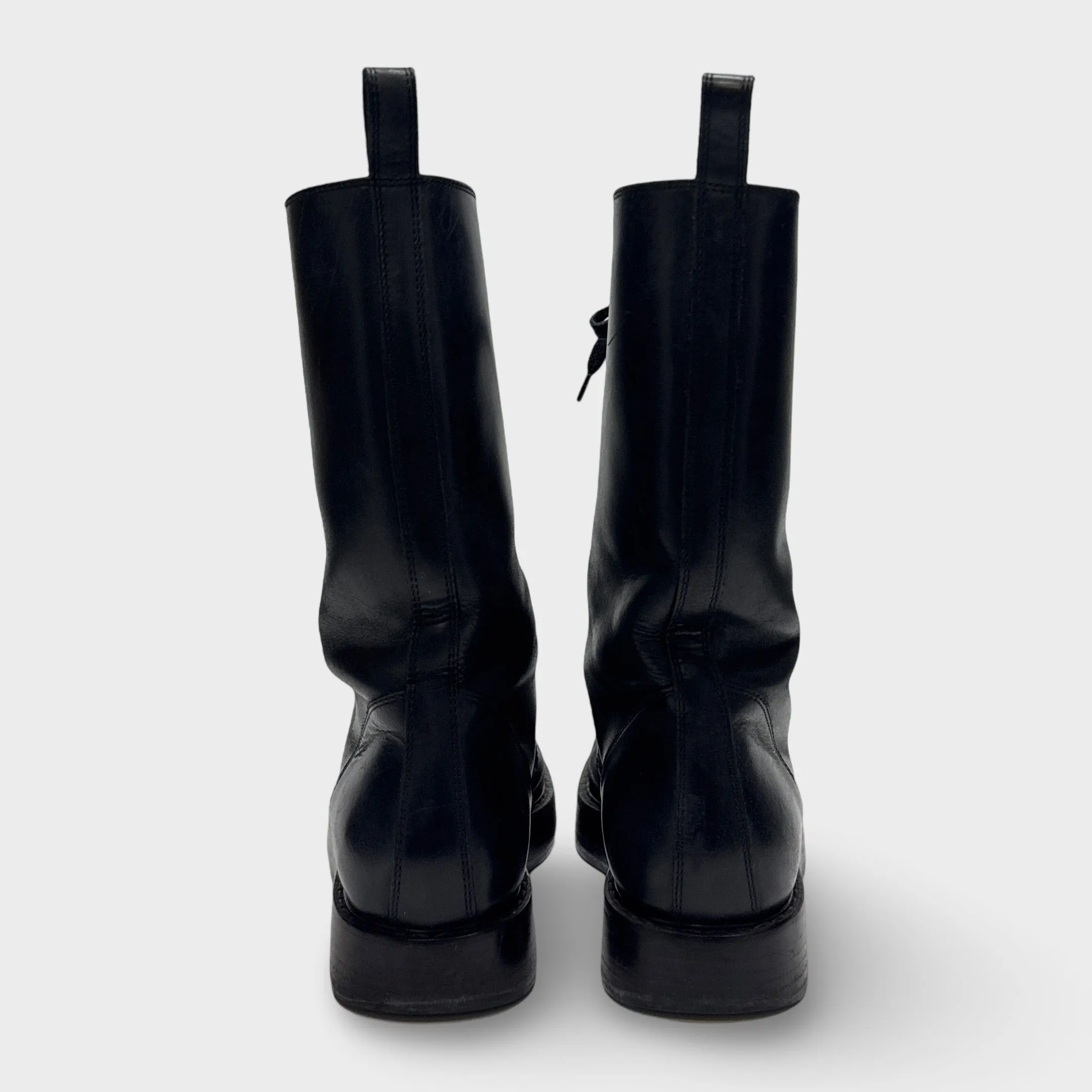 Bottega Veneta Women's Black Leather Combat Boots
