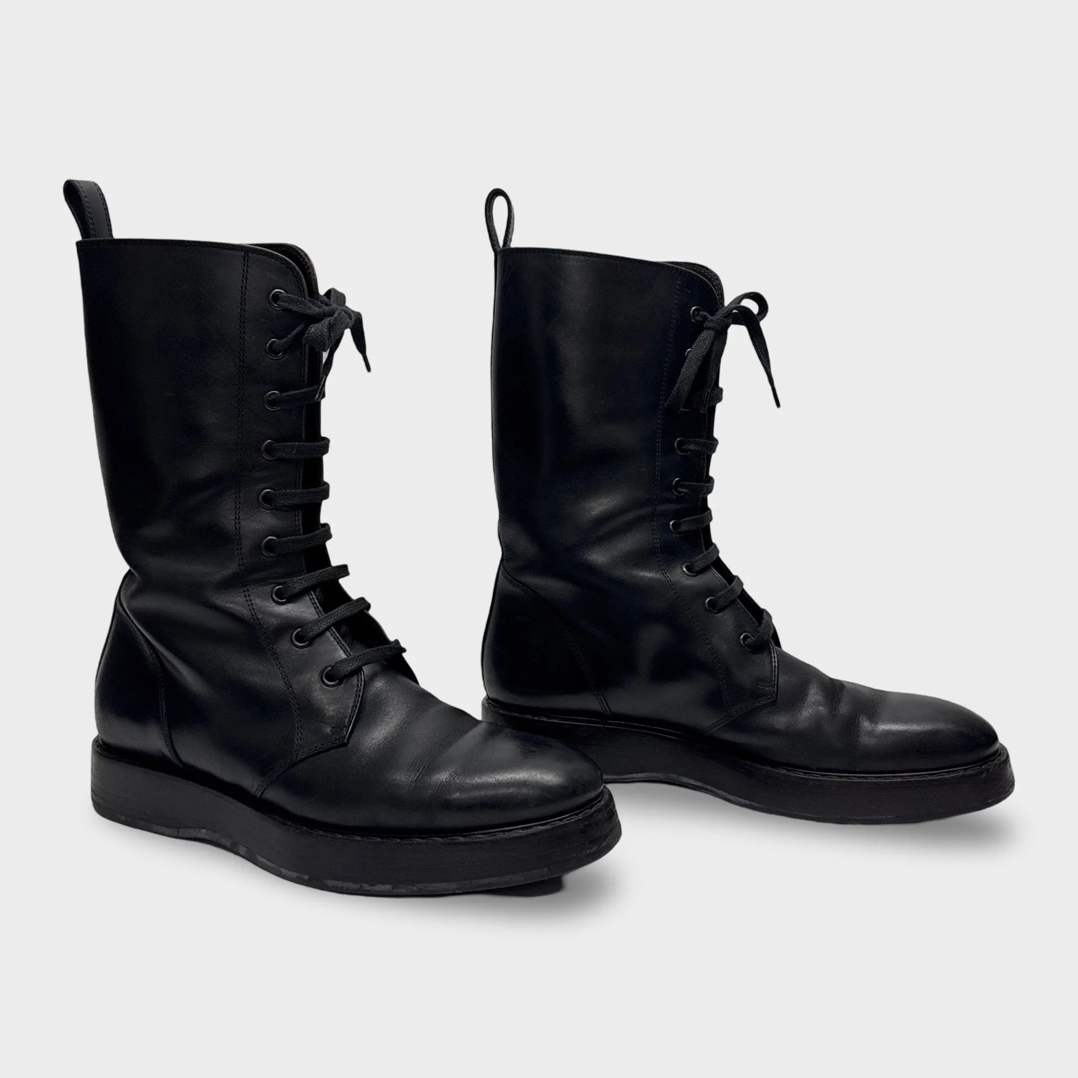 Bottega Veneta Women's Black Leather Combat Boots
