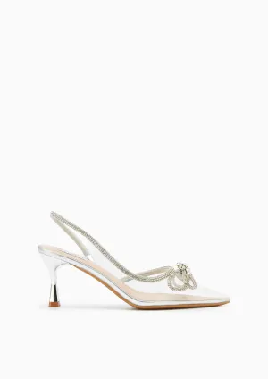 Bow Knot Clear Heels - White
