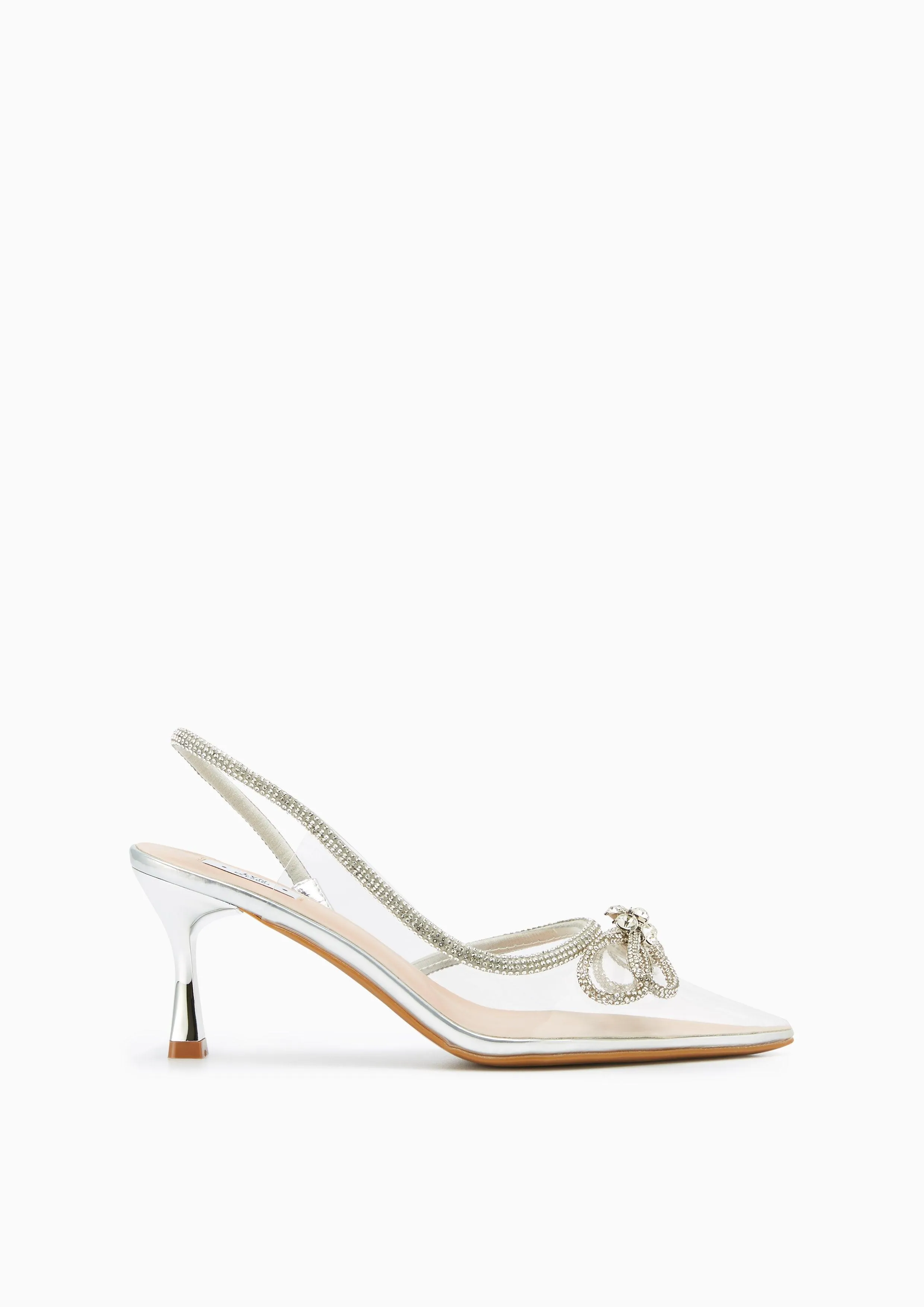 Bow Knot Clear Heels - White