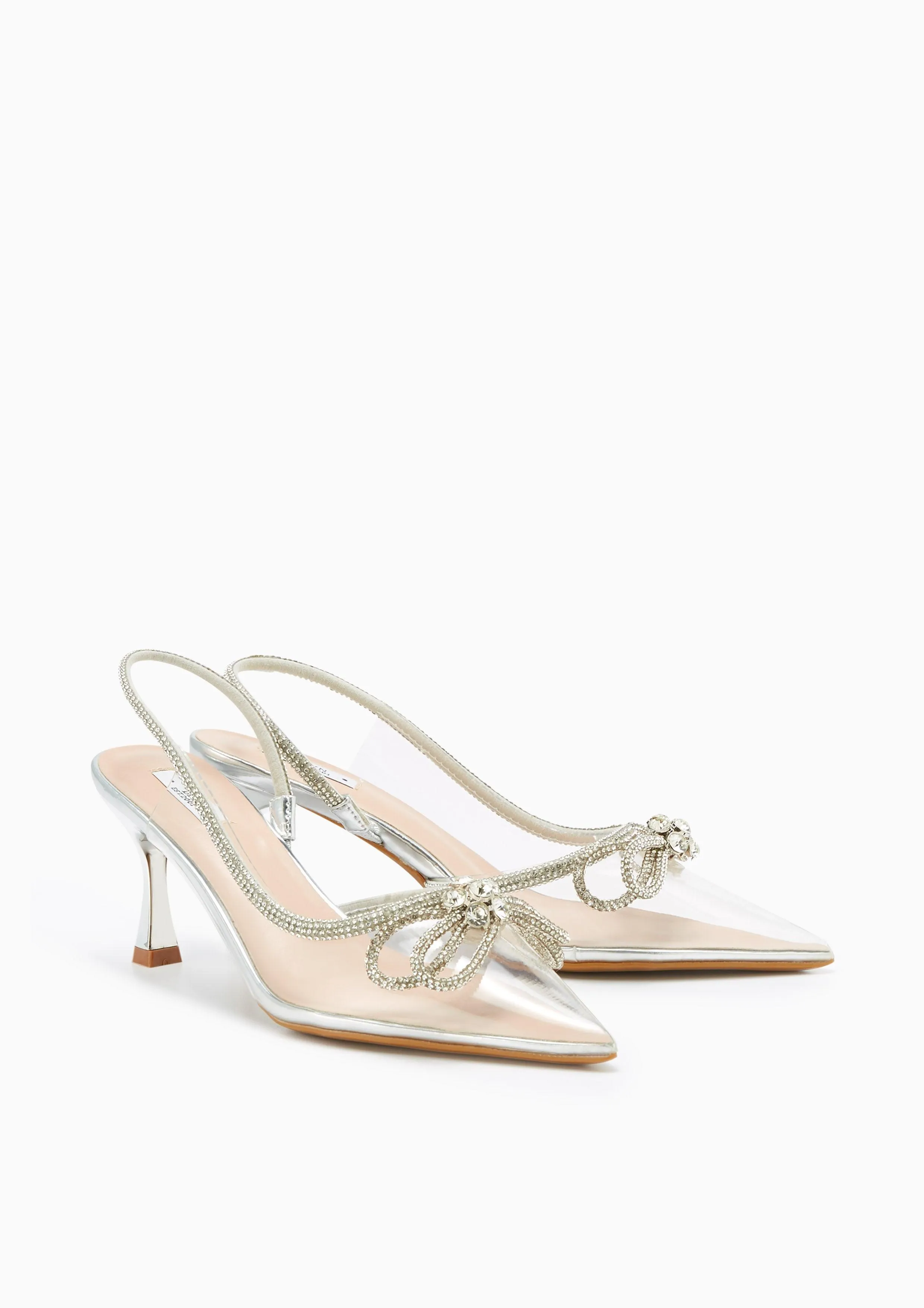 Bow Knot Clear Heels - White