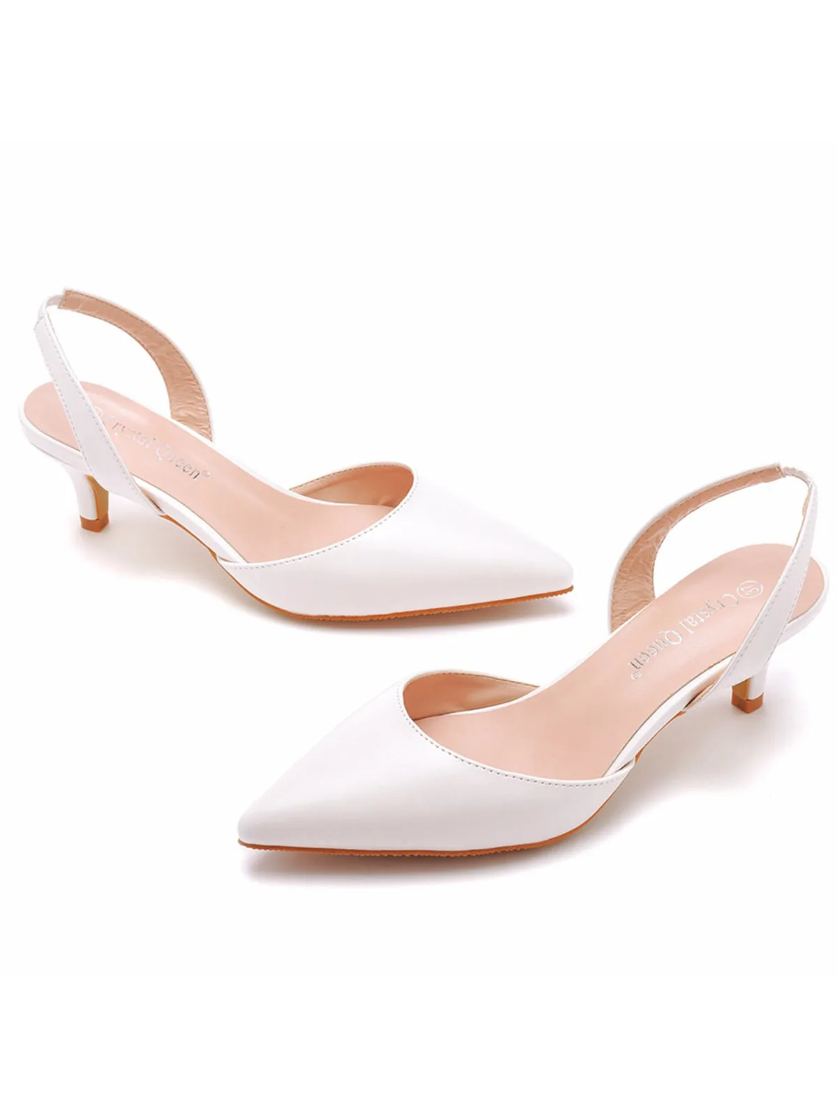 Brief Pointed Toe Heels Slingback Kitten Heels