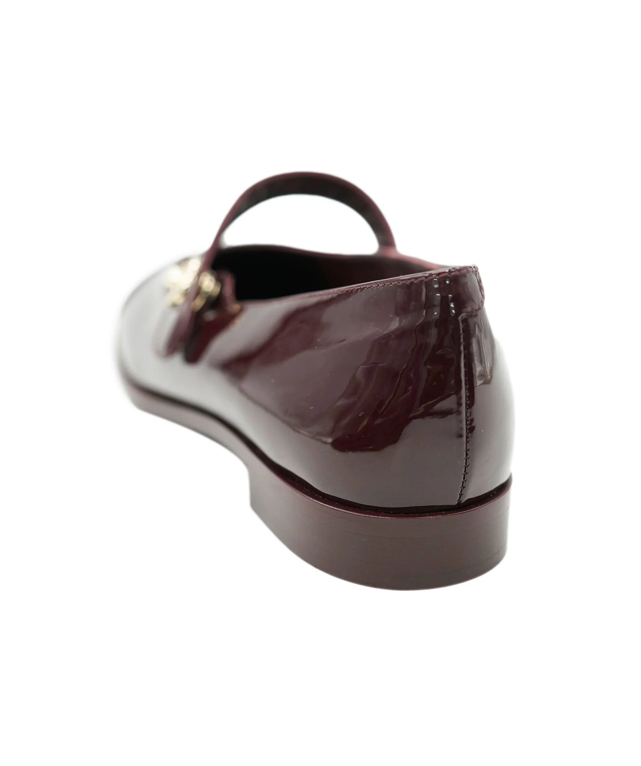 Chanel Mary Janes Patent Burgundy Leather Ballet Flats ALC1884