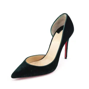 Christian Louboutin Green Velvet Snakeskin Print D'Orsay Pumps Size US 7 | EU 37