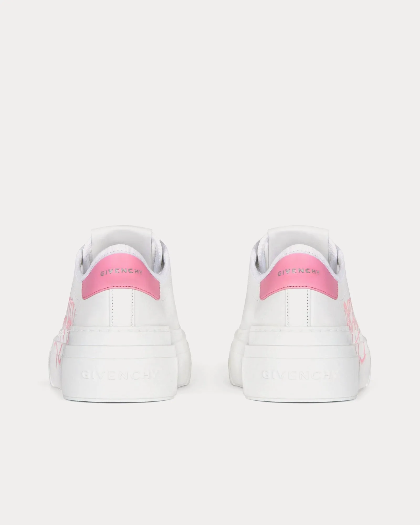 City Platform Leather with Givenchy Love Print White / Pink Low Top Sneakers