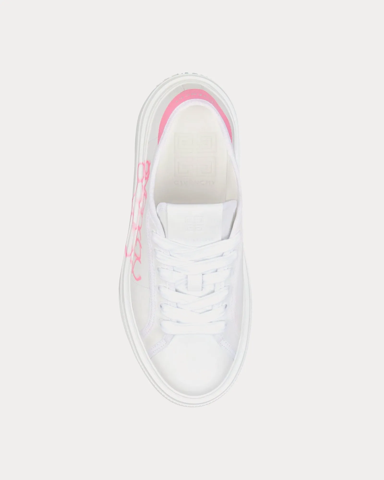 City Platform Leather with Givenchy Love Print White / Pink Low Top Sneakers