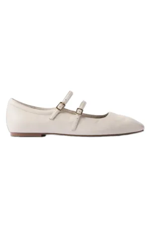 Cream Leather Ballet Pumps
