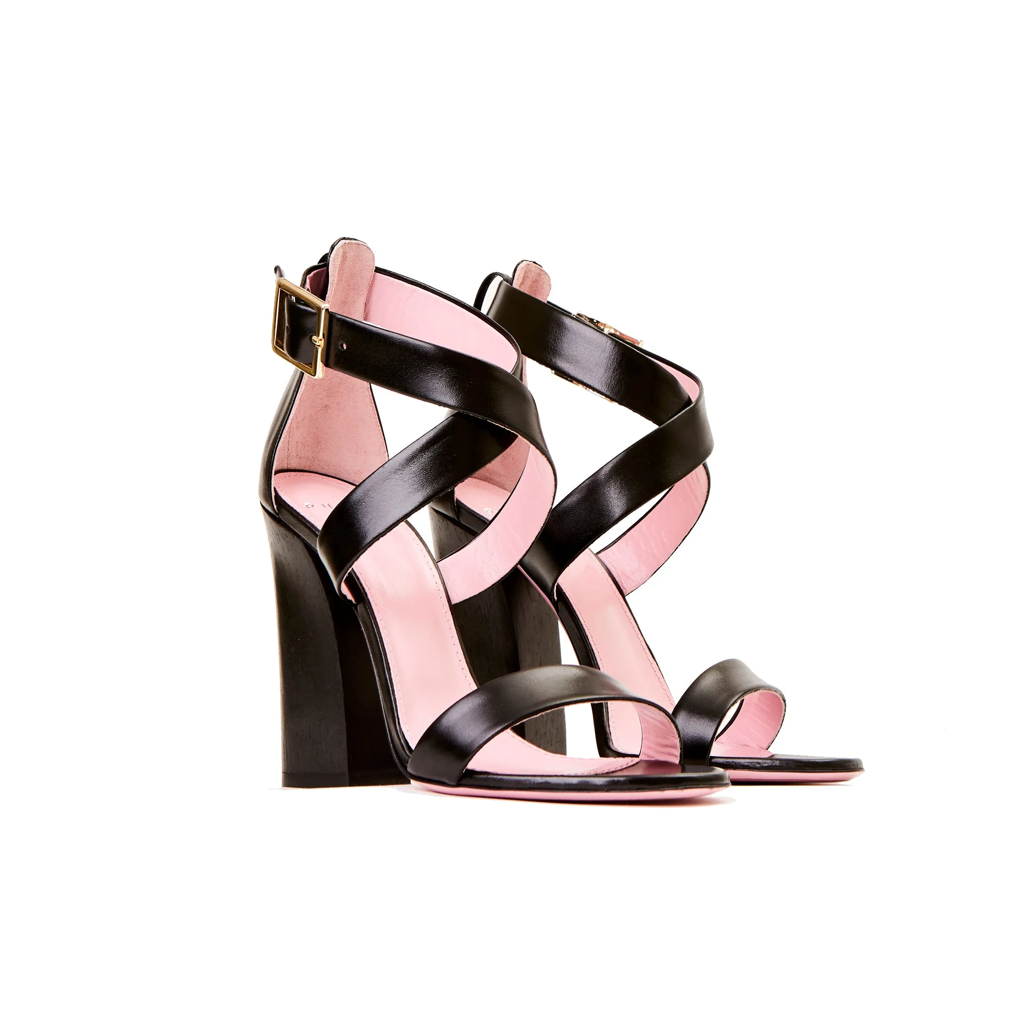 Cross Strap Block Heel Sandal