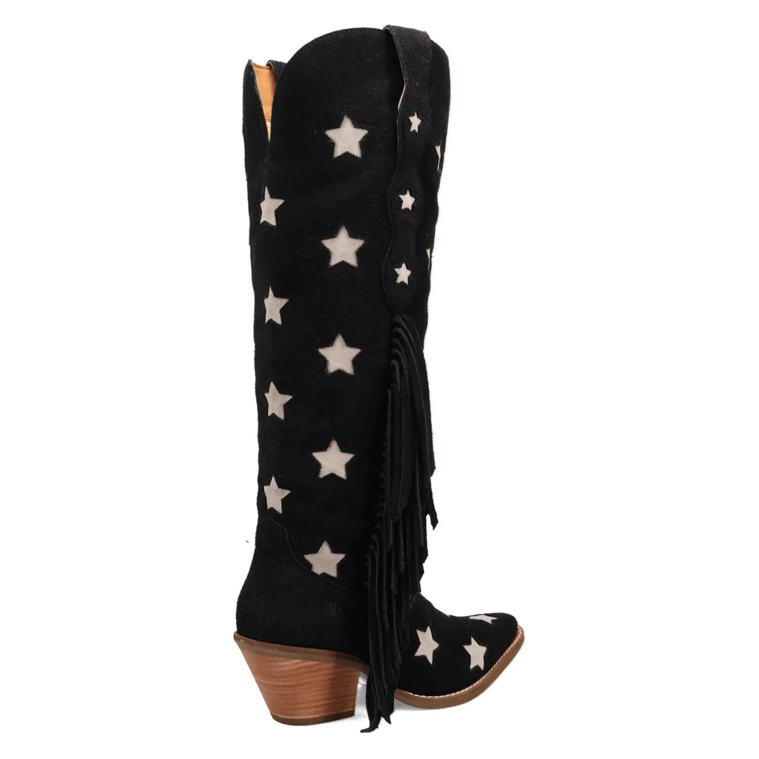 Dingo Womens Super Star Black Suede Cowboy Boots