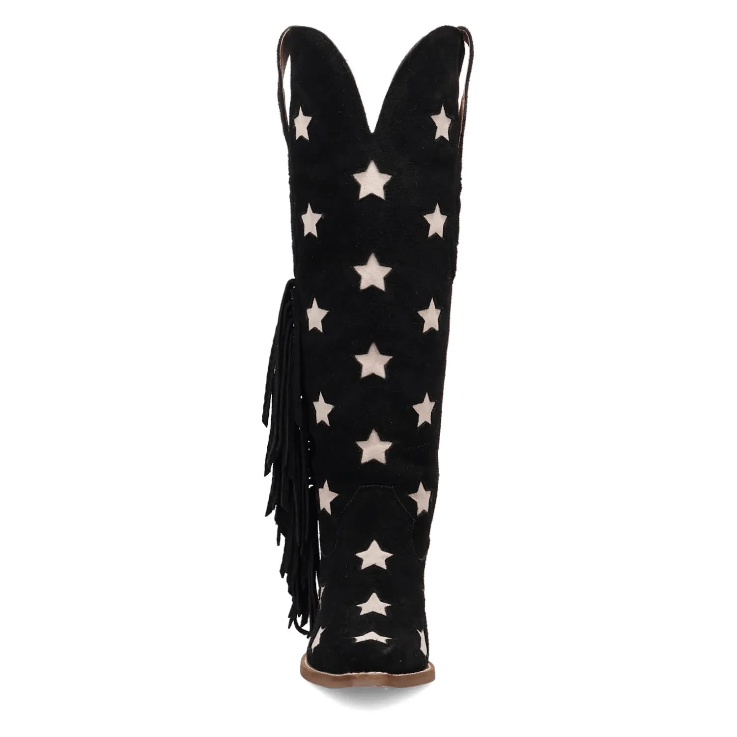 Dingo Womens Super Star Black Suede Cowboy Boots
