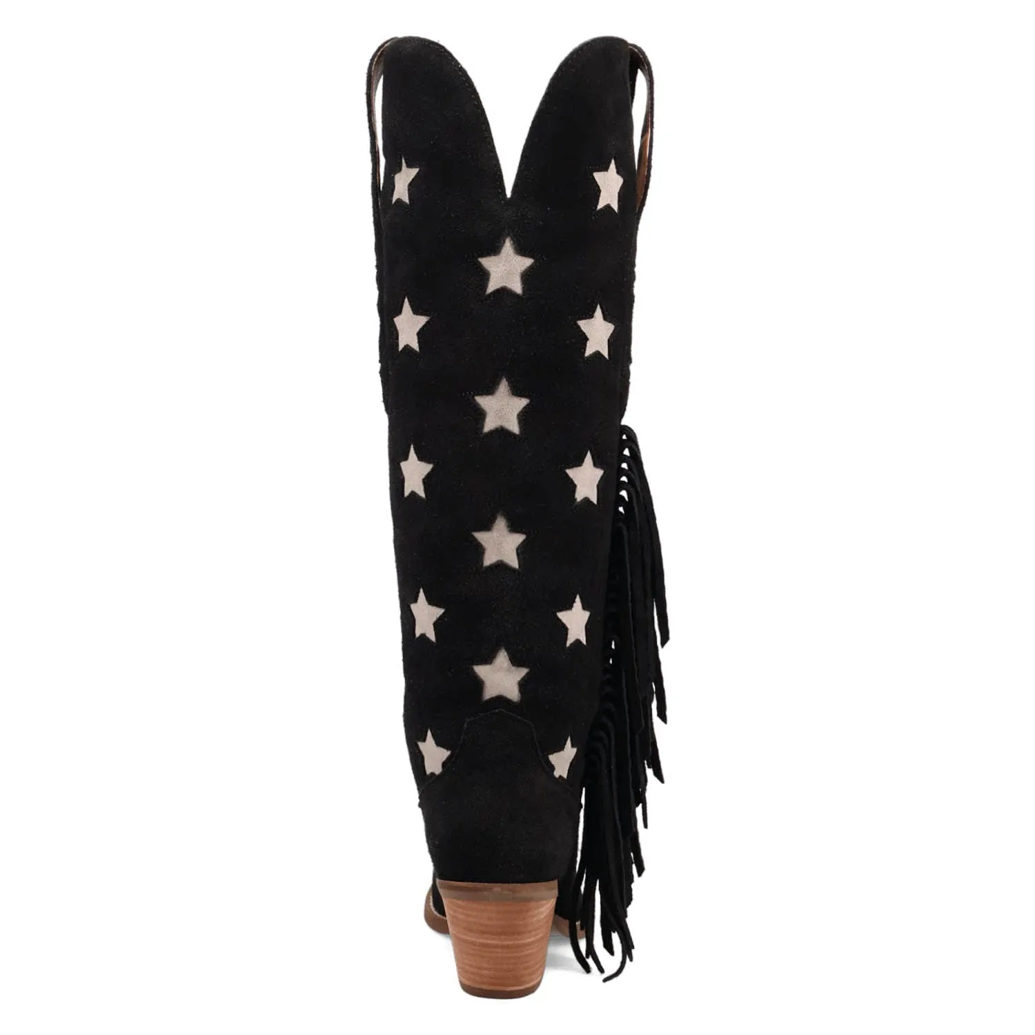 Dingo Womens Super Star Black Suede Cowboy Boots