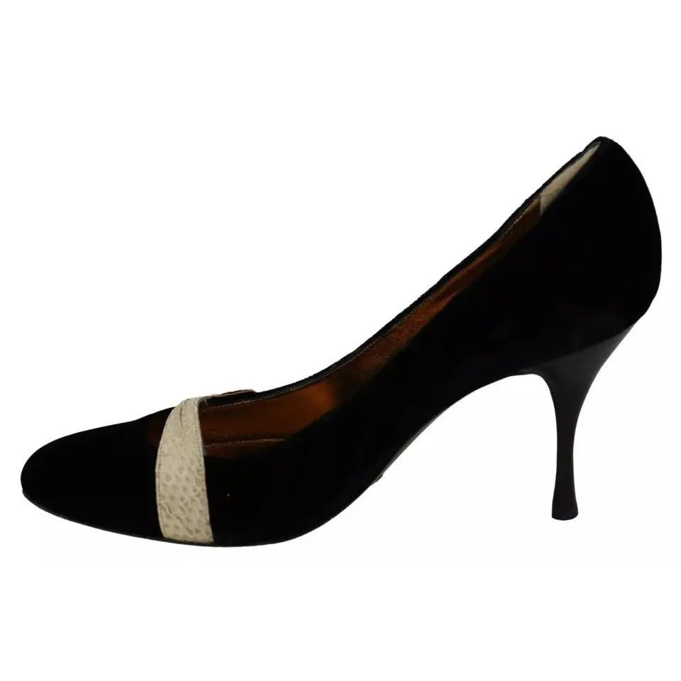 Dolce & Gabbana Black Velvet Ayers High Heels Pumps Shoes