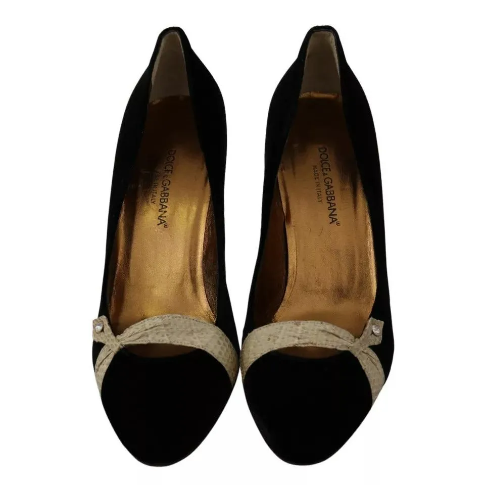 Dolce & Gabbana Black Velvet Ayers High Heels Pumps Shoes