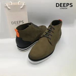 DOLCETTO LEATHER MID TOPS LACE UP MENS DESERT BOOTS OLIVE