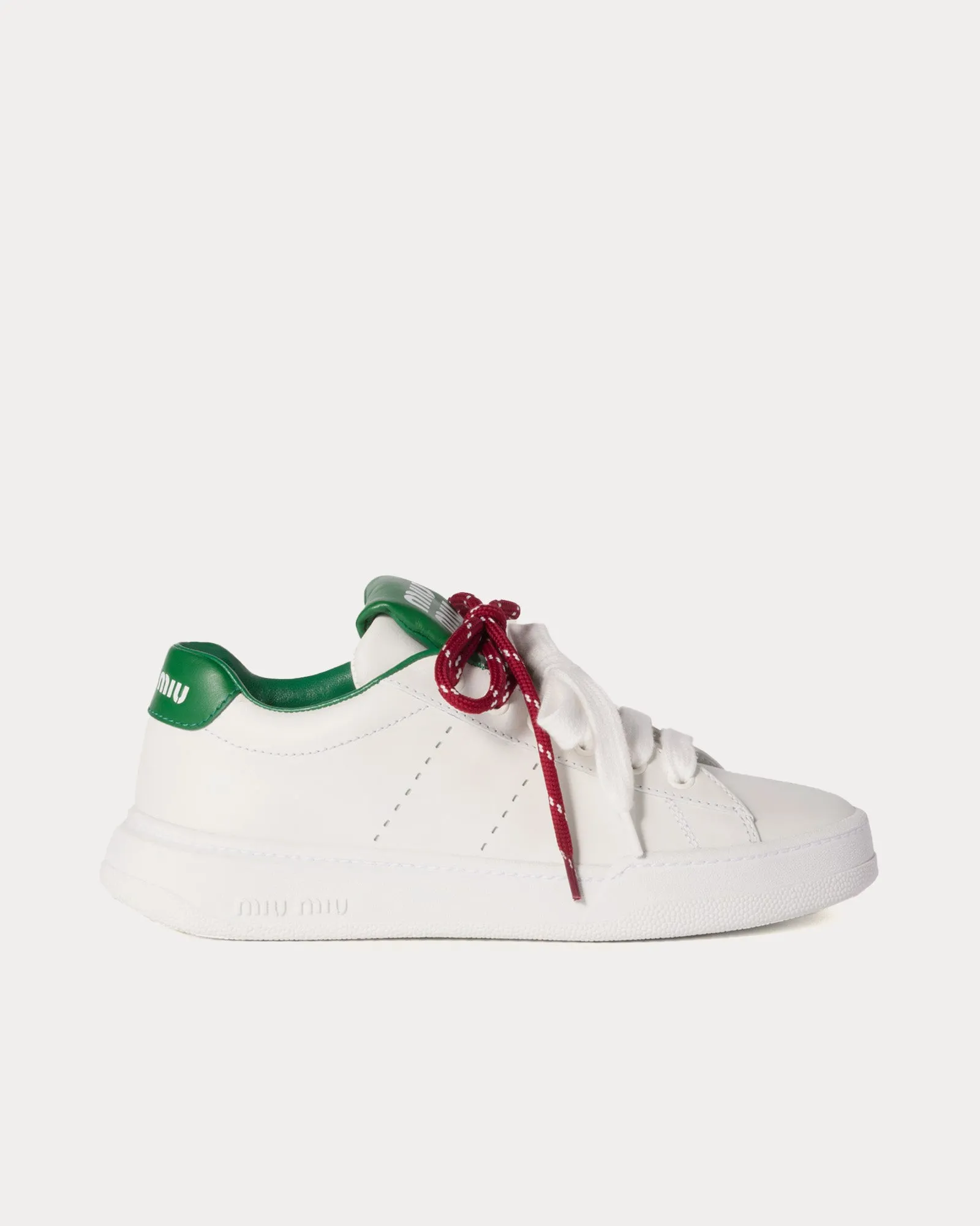 Double Laces Leather White / Green Low Top Sneakers