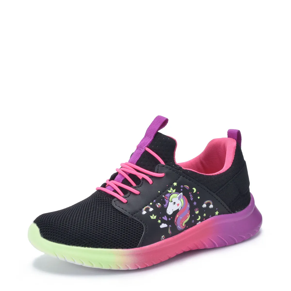 Fam Together Girls Sneakers Unicorn Slip On Kids Shoes with Rainbow Sole