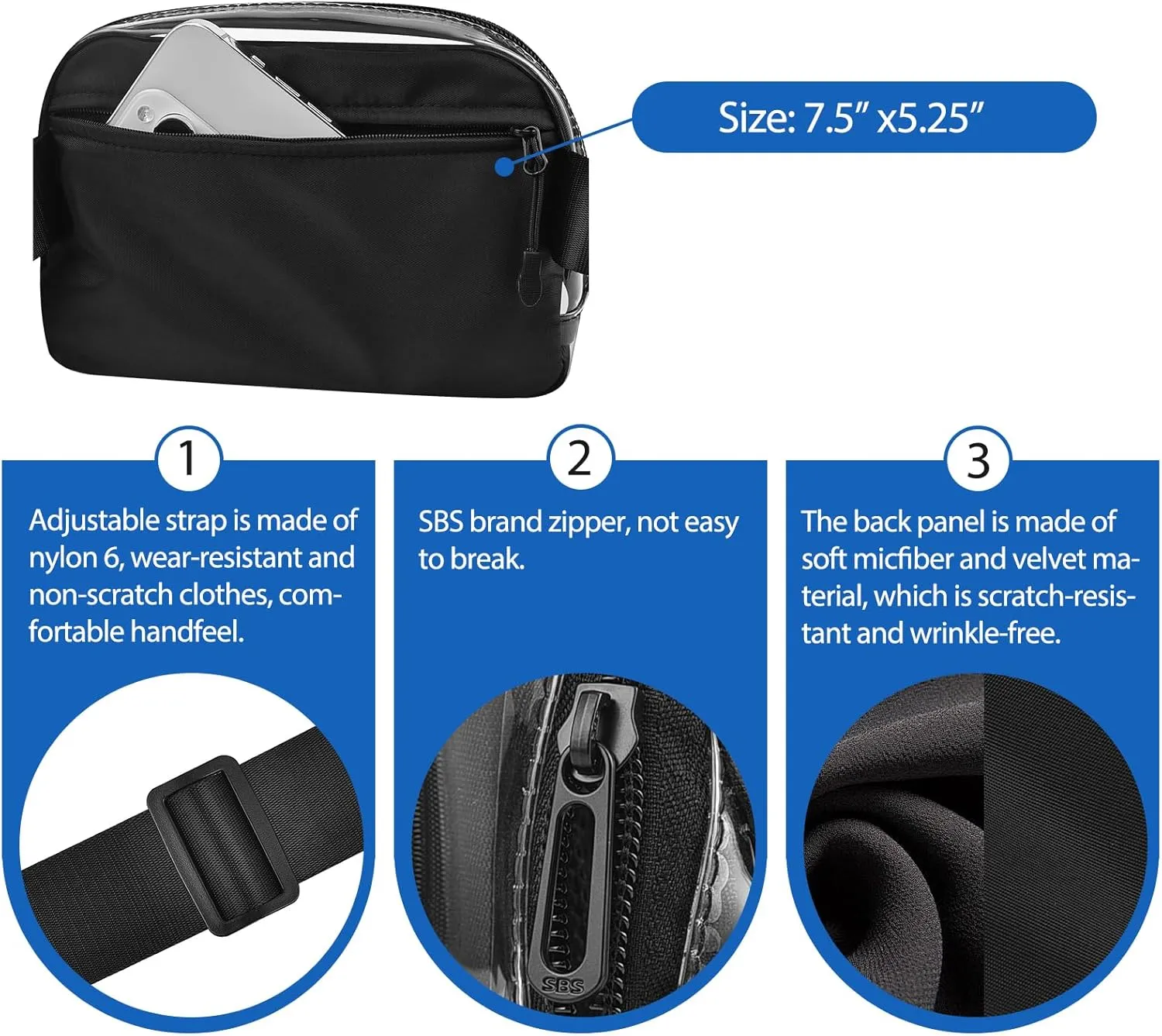 Fanny Pack Stadium Approved,Fashion Belt Bag for Women with Adjustable Strap for Games Concert Festival