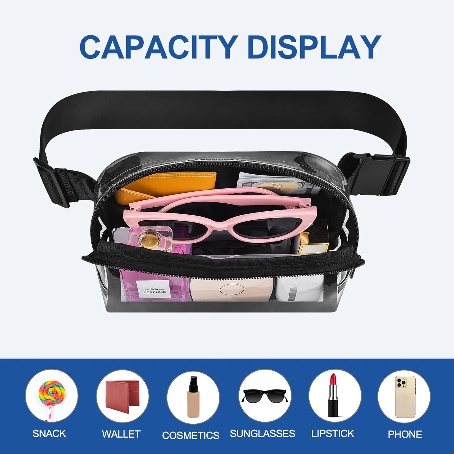 Fanny Pack Stadium Approved,Fashion Belt Bag for Women with Adjustable Strap for Games Concert Festival