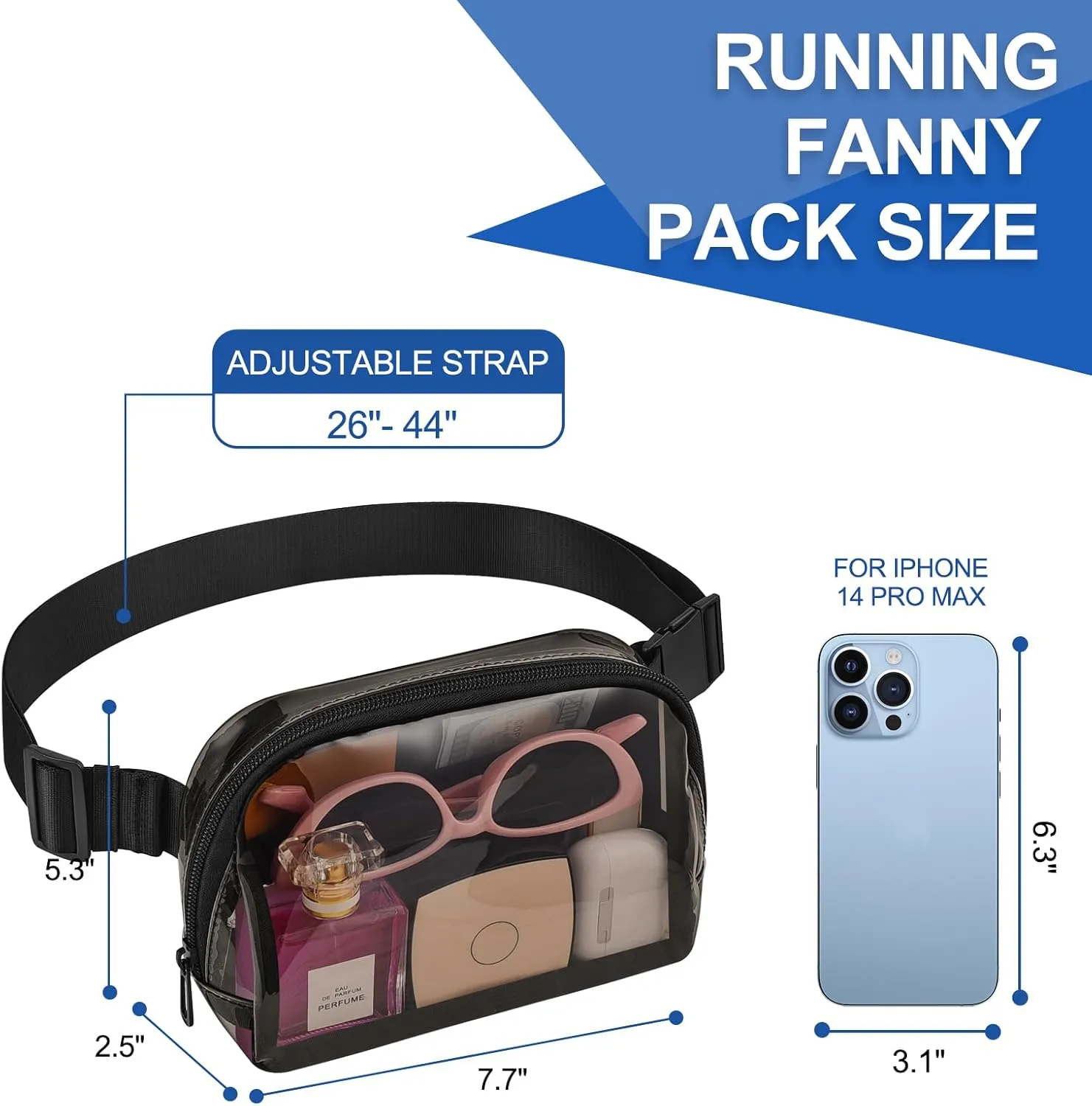 Fanny Pack Stadium Approved,Fashion Belt Bag for Women with Adjustable Strap for Games Concert Festival