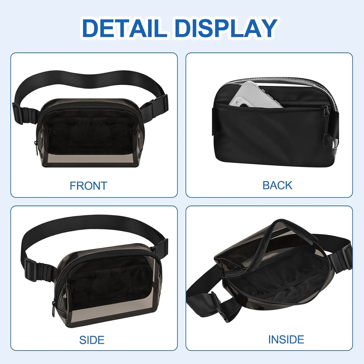 Fanny Pack Stadium Approved,Fashion Belt Bag for Women with Adjustable Strap for Games Concert Festival