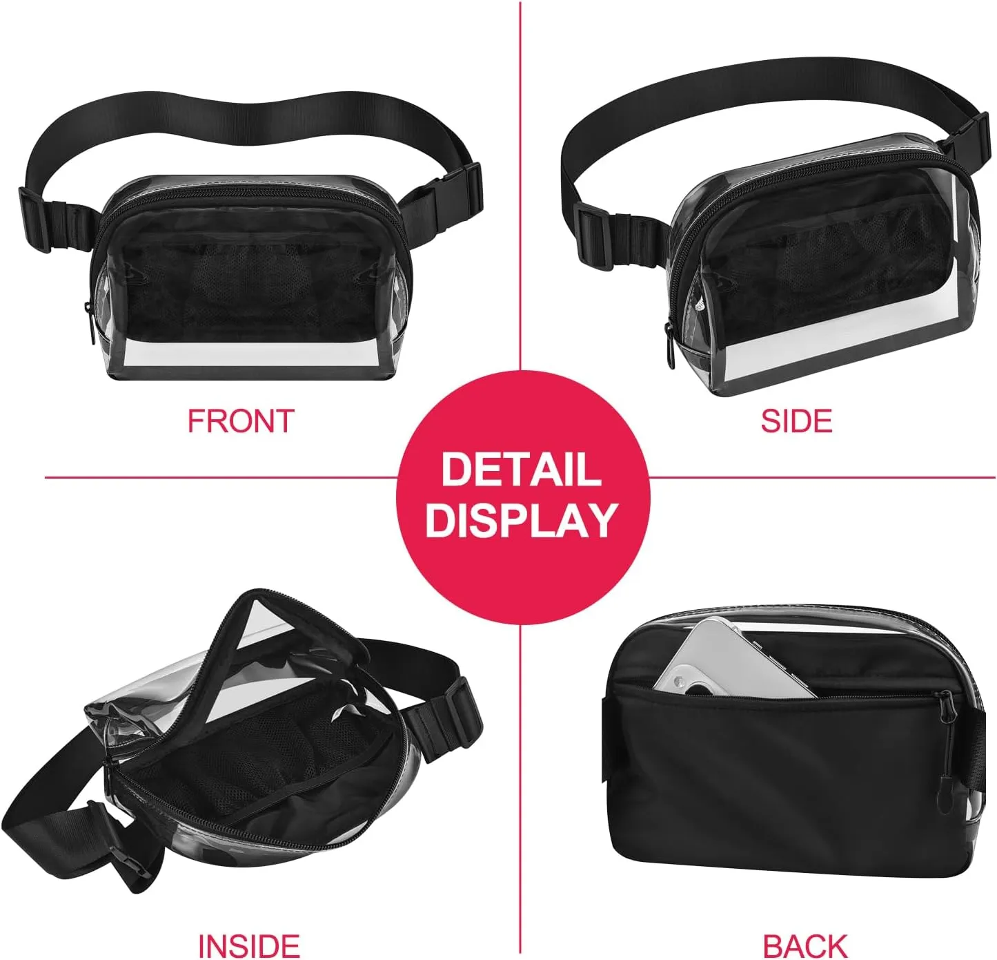 Fanny Pack Stadium Approved,Fashion Belt Bag for Women with Adjustable Strap for Games Concert Festival
