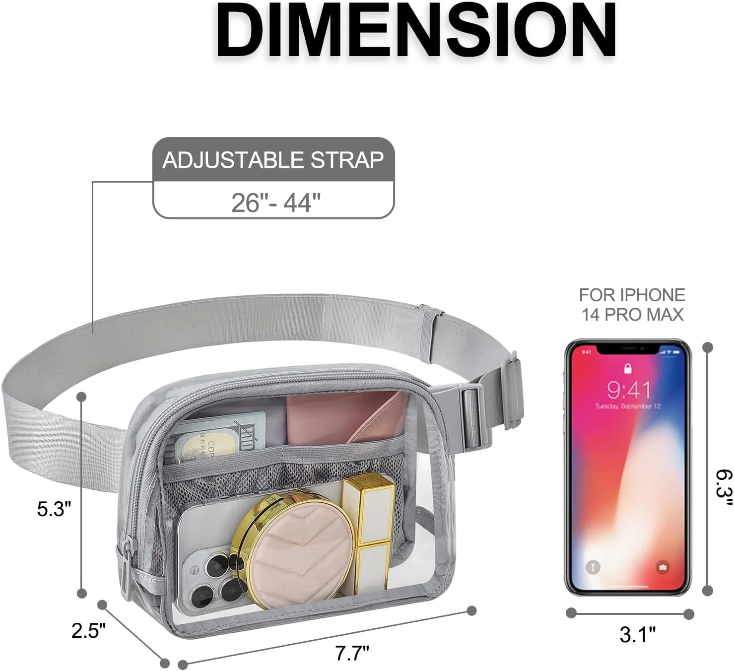 Fanny Pack Stadium Approved,Fashion Belt Bag for Women with Adjustable Strap for Games Concert Festival