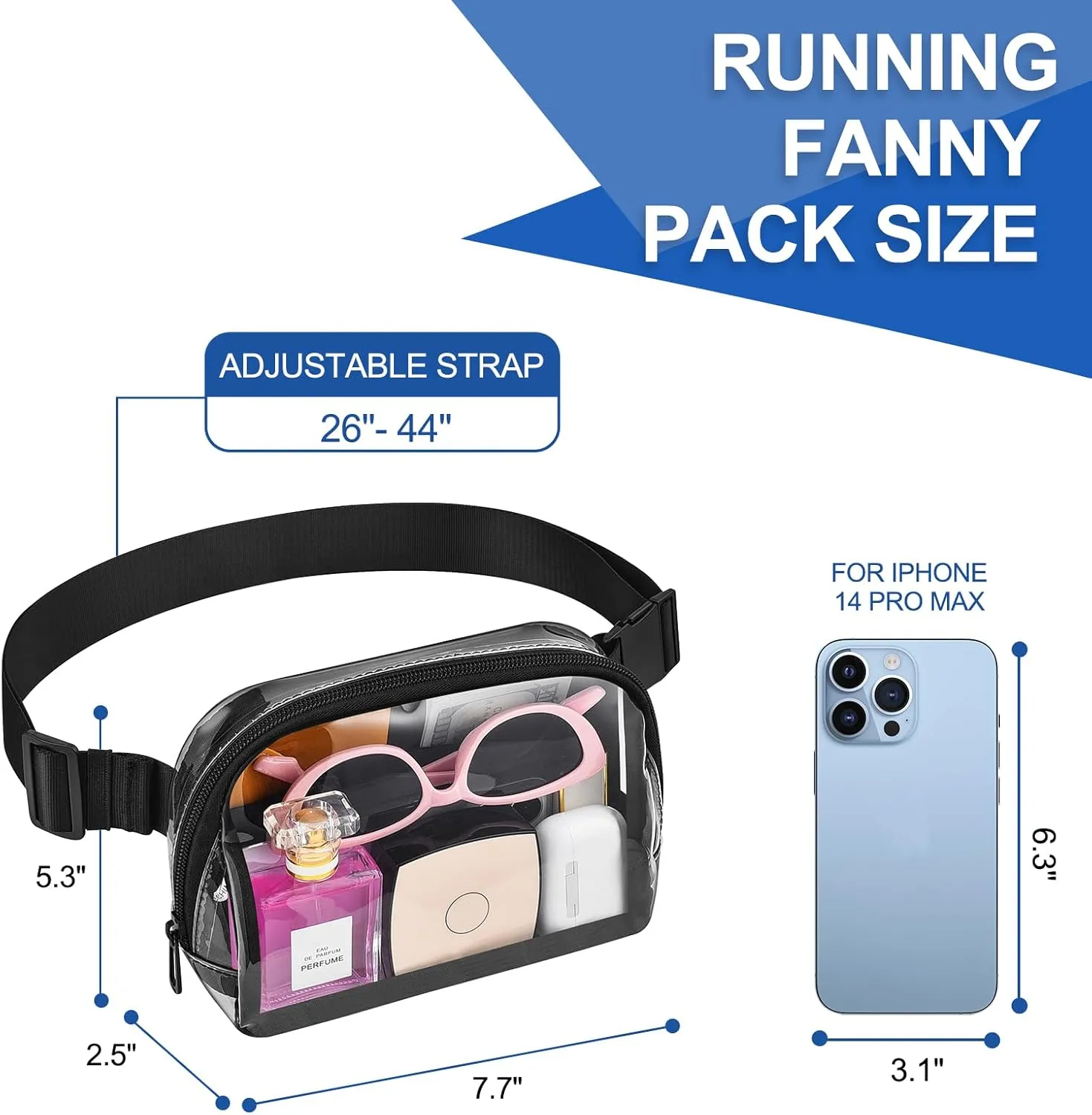 Fanny Pack Stadium Approved,Fashion Belt Bag for Women with Adjustable Strap for Games Concert Festival