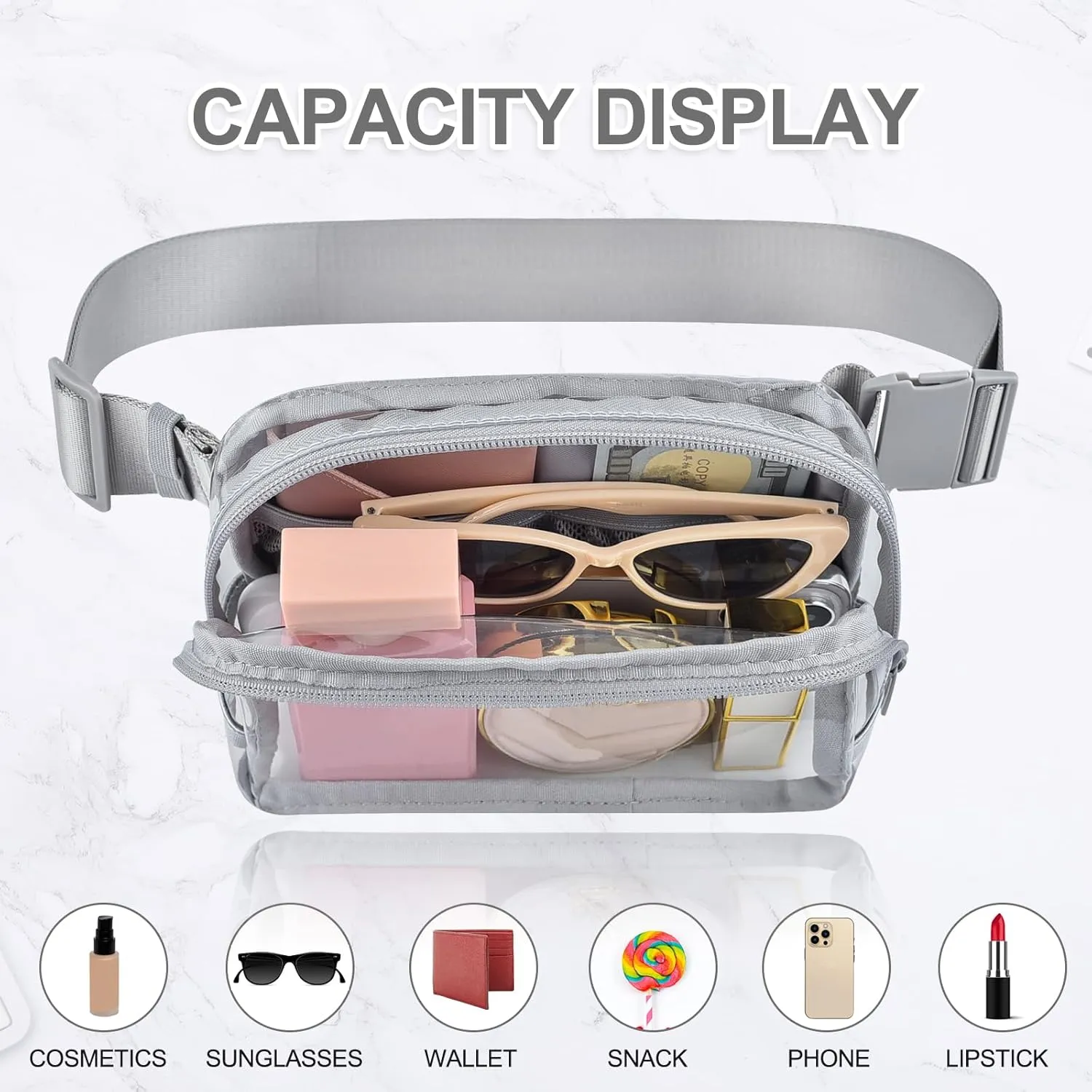 Fanny Pack Stadium Approved,Fashion Belt Bag for Women with Adjustable Strap for Games Concert Festival