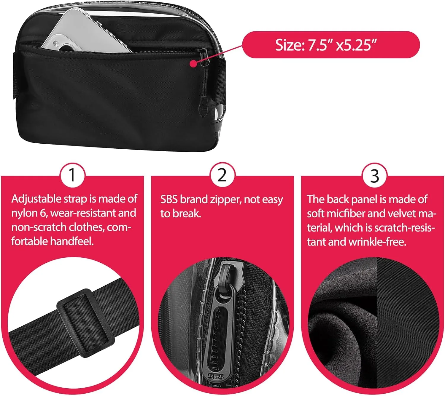 Fanny Pack Stadium Approved,Fashion Belt Bag for Women with Adjustable Strap for Games Concert Festival