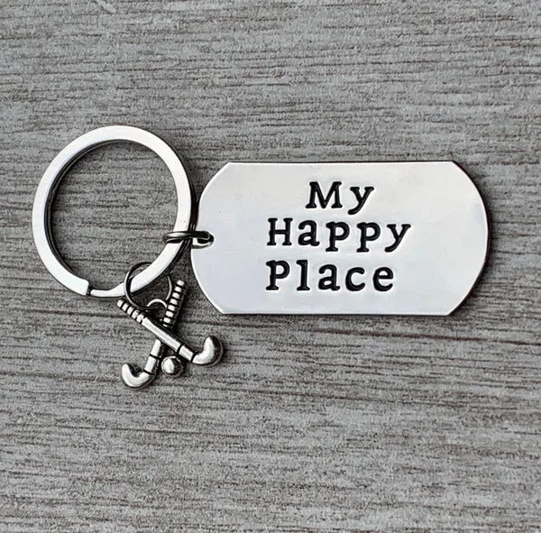 Field Hockey Keychain - Happy Place