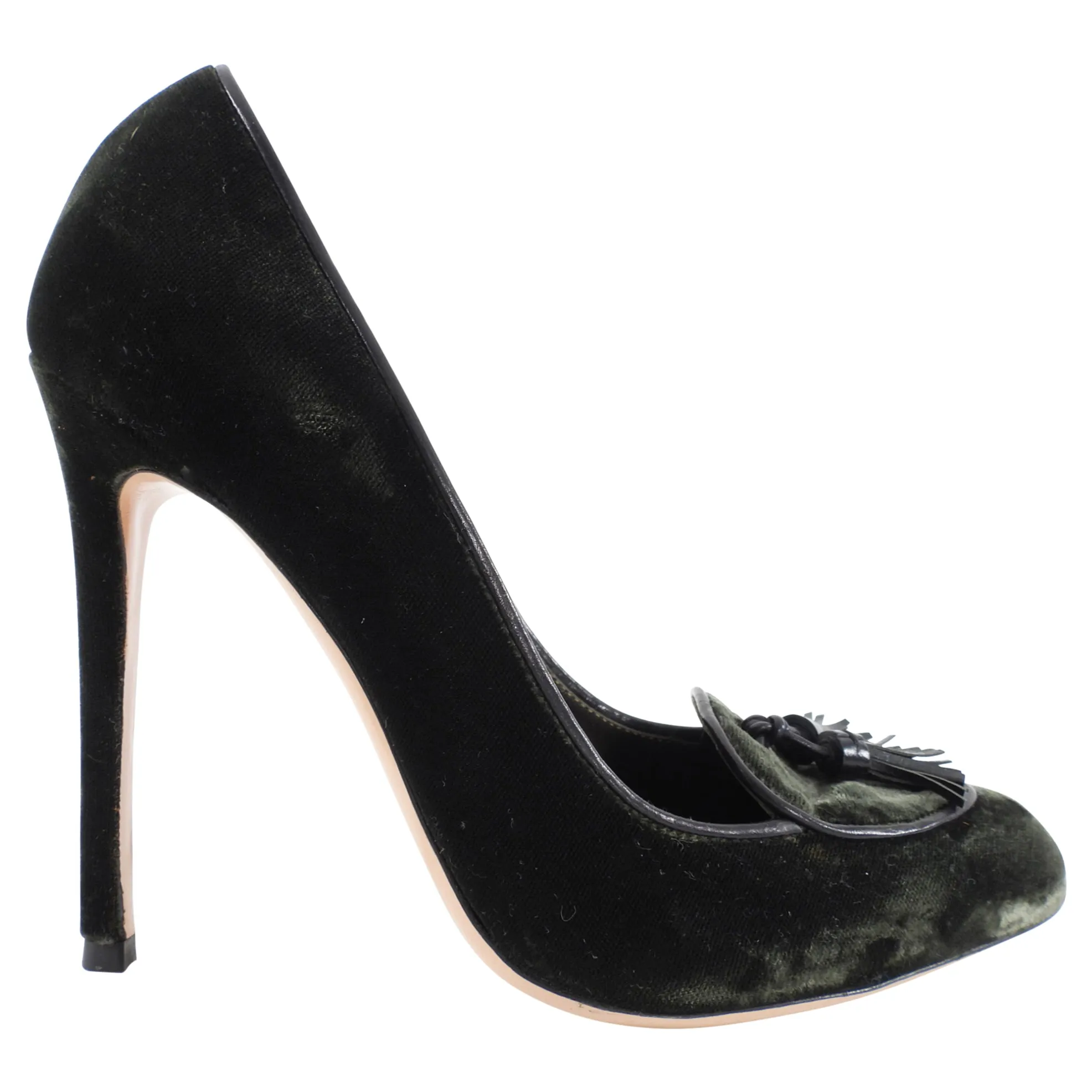 Gianvito Rossi x Altuzarra Dark Green Velvet Tassel Pumps