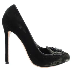 Gianvito Rossi x Altuzarra Dark Green Velvet Tassel Pumps