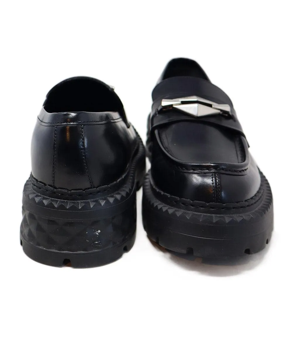 Jimmy Choo Black Leather Platform Loafers sz 9