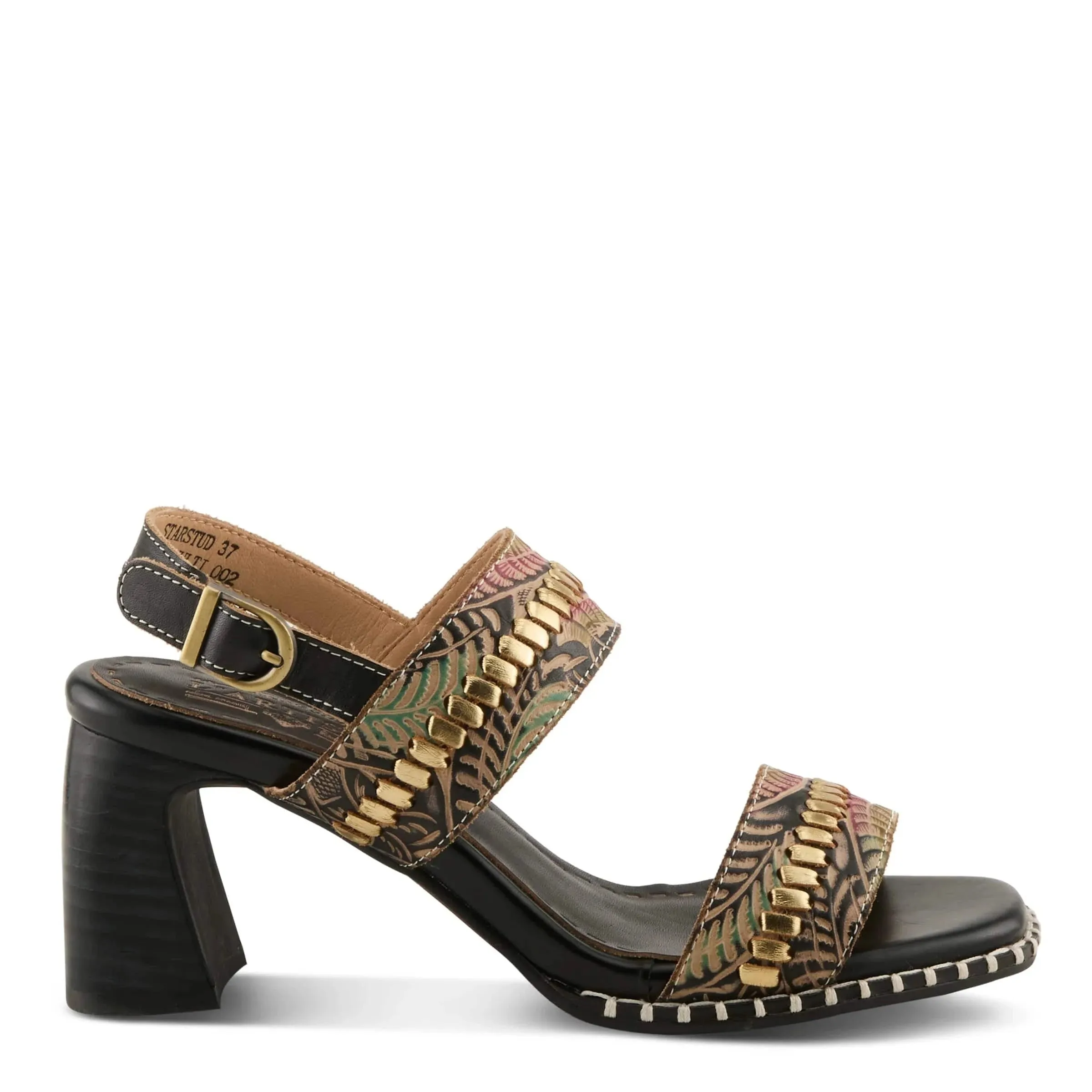 L'Artiste Women's Starstud Heeled Sandals- Black Multi