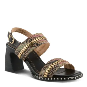 L'Artiste Women's Starstud Heeled Sandals- Black Multi