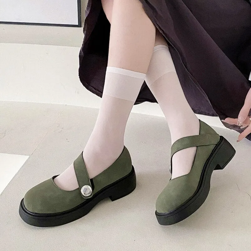Luxury Shallow Women Shoes Platform Wedges Mary Janes Shoes Summer Fashion Flats Women Sandals Faux Suede Casual Lolita Shoes