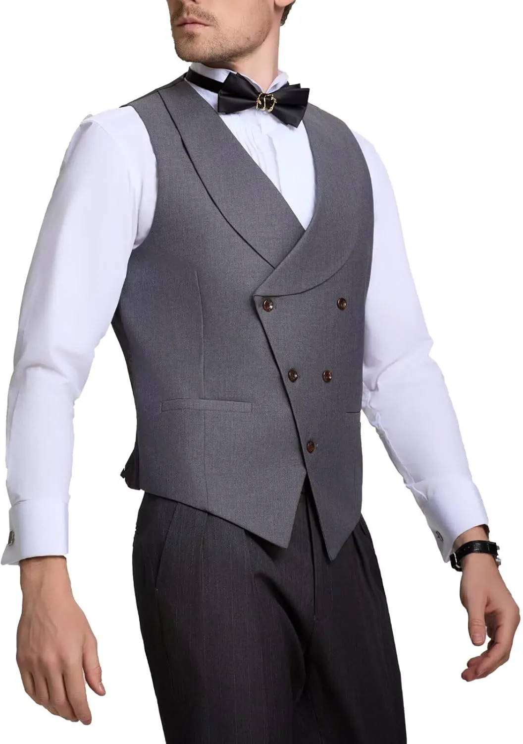 Men's 3 Piece Tuxedo Suit Slim Fit Swallow Long Tailcoat Performances Dinner Party Wedding Double Breasted Vest Pants